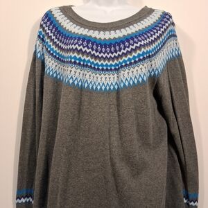 A New Day XXL Gray and Blue Patterned Women's Sweater